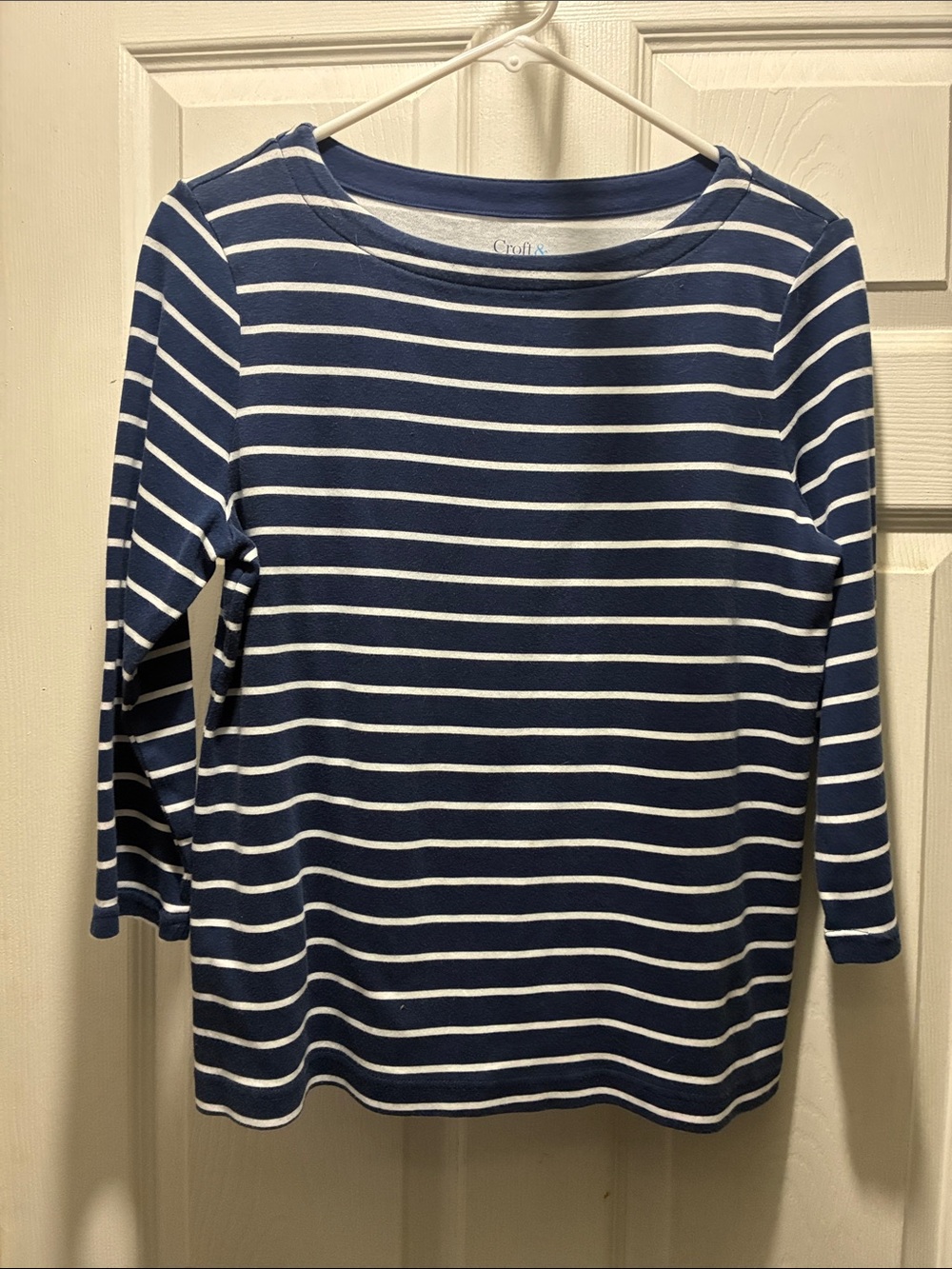 croft & barrow Navy and White Striped 3/4 sleeve.